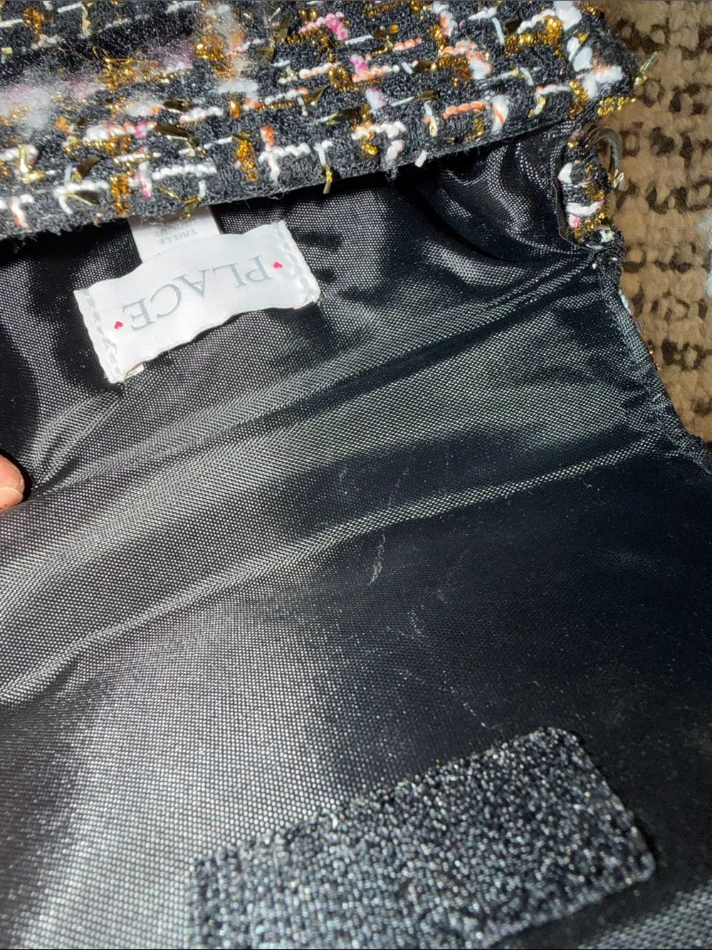 Black Multi Tweed Mini Bag with Pearl Handle